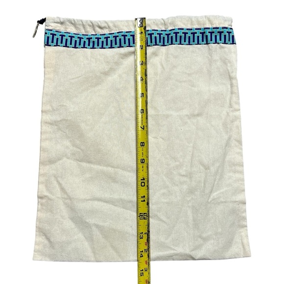 New Tory Burch Dust Bag 15 in x 12 Canvas Drawstring Strap Geometric Trim Charm - Picture 5 of 6